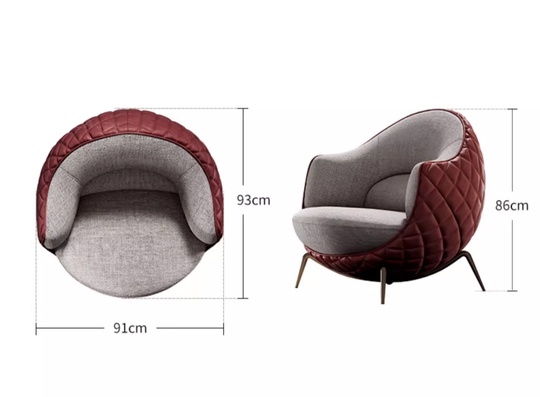 Стильное кресло Fisae вишнево-серое, 91*93*86 см, не раскладное, итальянский стиль
