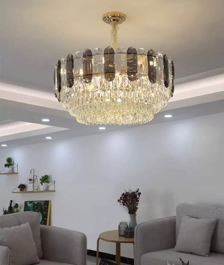 Люстра подвесная BERKE 50*30 дымчатый, стекло, металл, Е14.