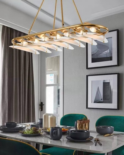 Люстра подвесная, бронза, DERYA 180*15, стекло, металл, E14.