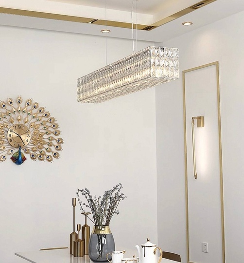 Люстра золотая Elypse, металл, кристалл, 125*17 см, подвесная, E14
