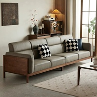 Прямой диван Clarke темный орех, кожа, 280*85*92 см