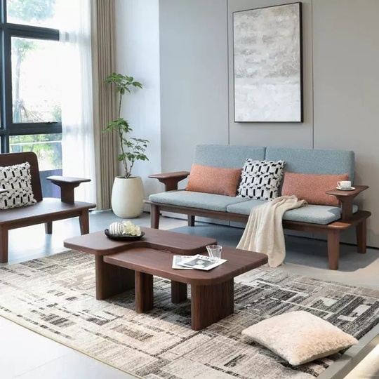 Прямой диван Clark темный орех, дерево, ткань, 180*80*90 см