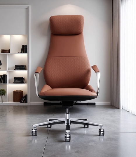 Кресло офисное для руководителя, перфорированная кожа, алюминиевый сплав