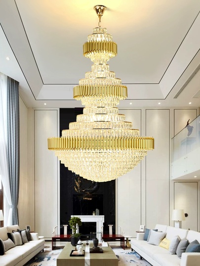 Люстра подвесная, золото, хрусталь,  WHISPER 100*150 металл, E14.