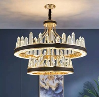 Люстра подвесная ALBENI 50*35 золото, кристалл, металл, LED.