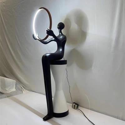 Торшер черный напольный Body lines, светодиодный led, стекловолокно