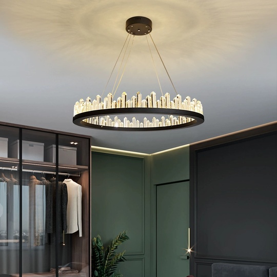 Люстра подвесная, черный, кристалл, LOGAN 40*11 металл, LED.