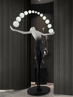 Торшер черно-белый Artist, 135*60*230 см, LED, 8 Вт, смола, стекловолокно
