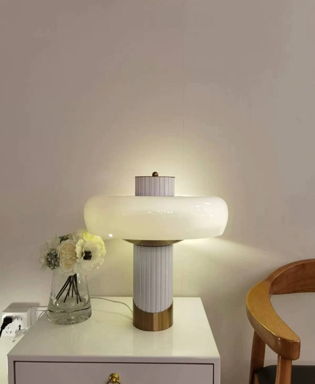 Настольная лампа STEEL 40*42, белый, металл, стекло