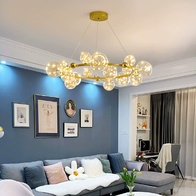 Люстра подвесная, золото, стекло, CHAT GOLD 80*32, металл, LED