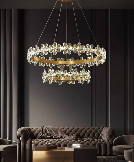 Люстра подвесная, золото, хрусталь, FERGUS 60*80, металл, LED