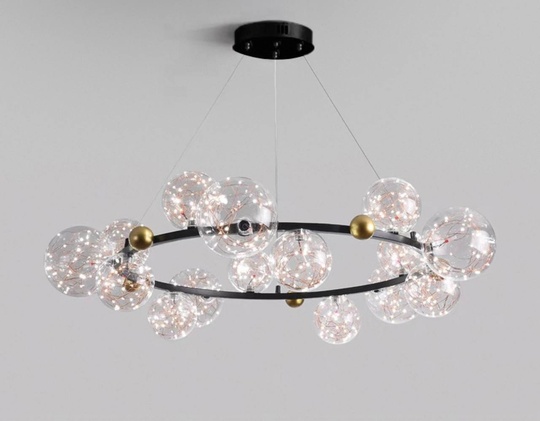 Люстра подвесная, черный, стекло, CHAT BLACK 120*32, металл, LED