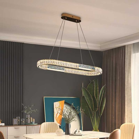 Люстра подвесная ASLI 90*100 бронза, кристалл, металл, LED.