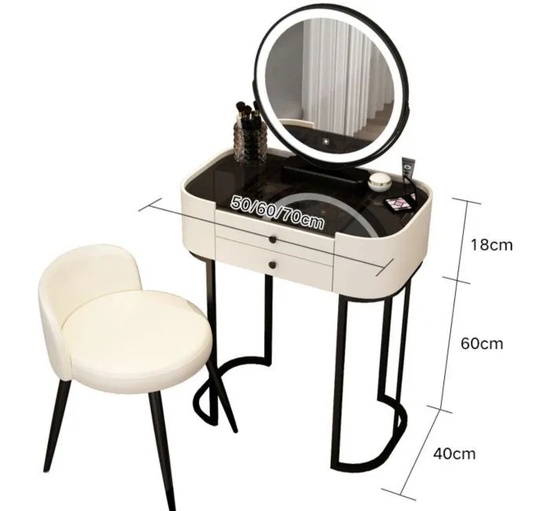 Туалетный стол Coeris белый 70×78×40 см – стильный макияжный уголок