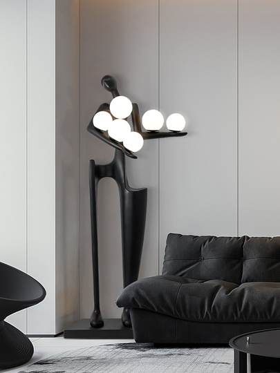 торшер черный светодиодный Beautiful Lady, 70*180 см, E27 из стекловолокна - напольный торшер