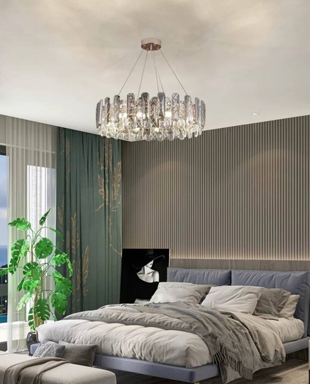 Люстра подвесная AKCICEK 60*22 дымчатый, стекло, металл, Е14.