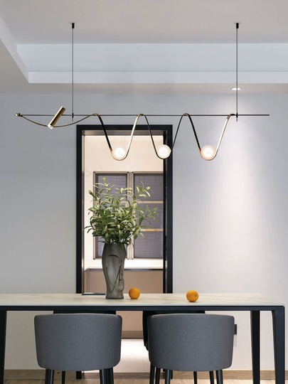 Люстра черная, бронза Elydran, металл, 120*40 см, стекло молочное, G9, GU10