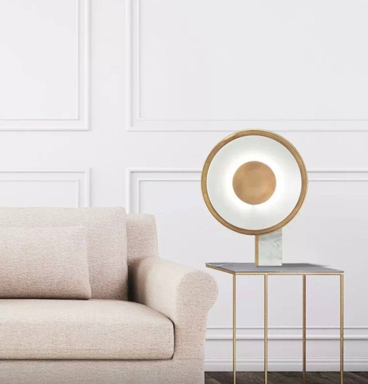 Настольная лампа BETO 32*43, мрамор, акрил, белый, античная бронза