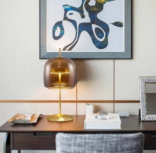 Настольная лампа NOTE 24*56, капучино, металл, стекло.