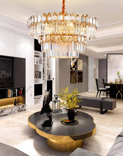 Люстра подвесная, золото, хрусталь, SHARYL 60*38, металл, E14.