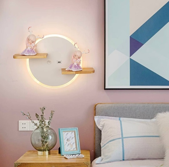 Настенный светильник, Бра, GABE 30*19, белый, дерево, металл, LED.