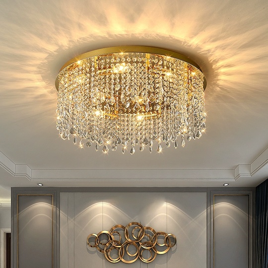 Люстра подвесная, золотой, кристалл, SPARKLING 80*17, металл, E14.