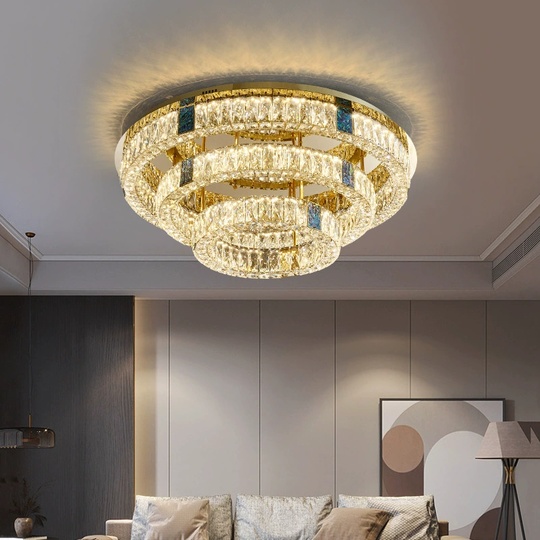 Люстра подвесная CEYHAN 60*35 золотой, хрусталь, металл, LED.