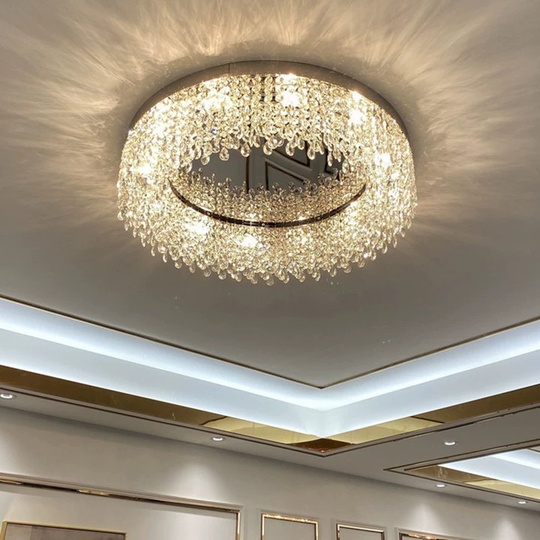 Люстра подвесная, золотой, кристалл, SPARKLING 50*17, металл, E14.
