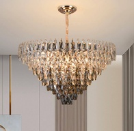 Люстра подвесная ERIM 50*31 золото, кристалл, металл, Е14.