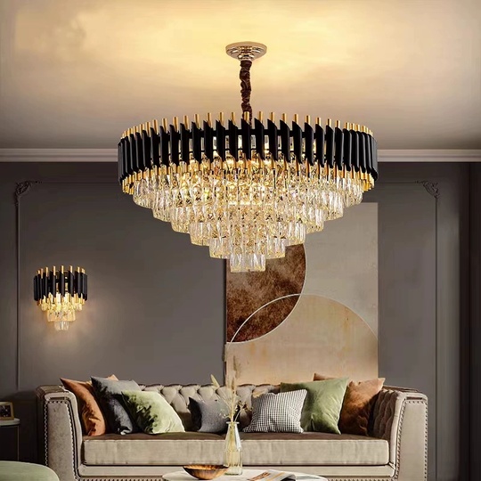 Люстра подвесная, черный, стекло, OPULENCE 75*50, металл, E14.