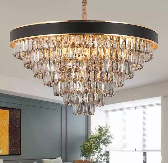 Люстра подвесная ALA 50*30 золото, кристалл, металл, Е14.