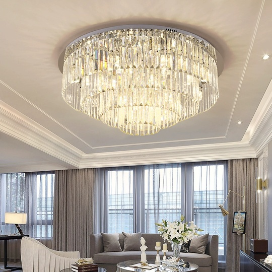 Потолочный светильник, серебро, хрусталь, CLOVER 50*30 металл, Е14.