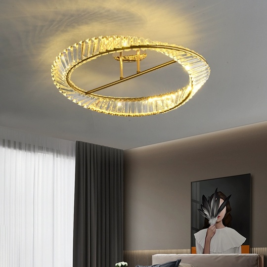 Потолочный светильник, желтая бронза, кристалл, LUNA 50*16 металл, LED.