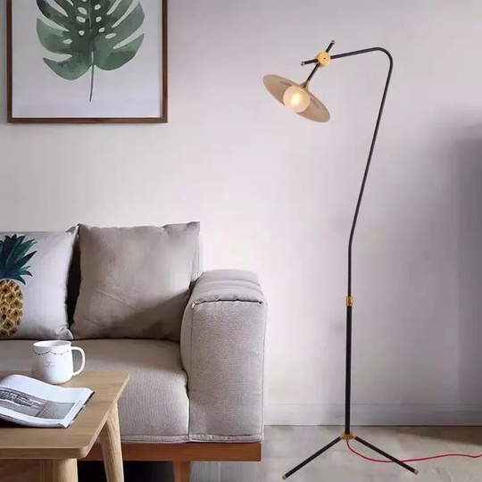 Торшер, золото, черный, Grasshopper 46*187, светодиодный, E27, металл