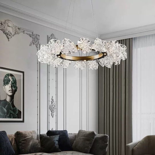 Люстра подвесная медная OKideo, металл, трос 100 см, 60*80 см, LED