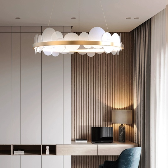 Люстра подвесная, золото, ПММА, REBECKA 100*16, металл, LED.