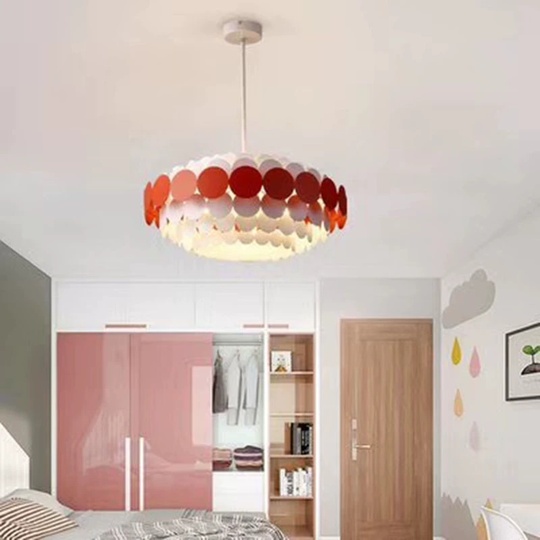 Люстра подвесная, красный, белый ПММА, ADOLPH 80*80, металл, Е14