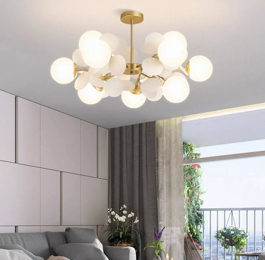 Люстра подвесная, золотисто-песочный, ПММА, CHUCK 60*26, металл, G9