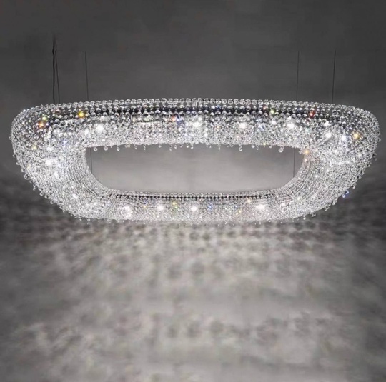 Люстра подвесная, серебро, хрусталь, SUSAN 140*140*28 металл, G9.