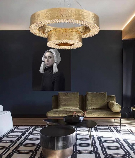 Светильник подвесной золотой Orriva, металл, трос 65 см, 100*45 см, Е14