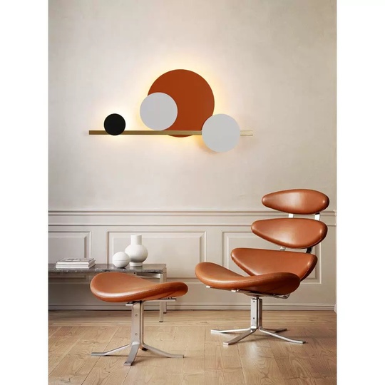 Настенный светильник, Бра MAX 60*30, оранжевый, белый, черный, медный, металл, LED.