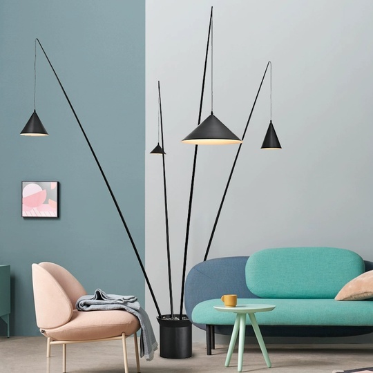 Торшер черный North Vibia3, 145*225 см, LED, Е27*4, металл, 10 Вт