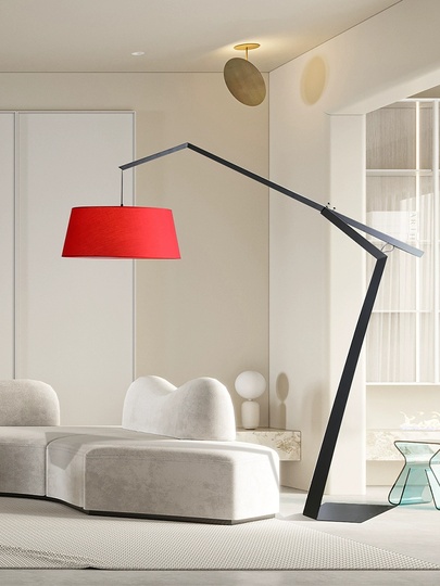 Торшер, черный, красный, Lumens 186*186, светодиодный, E27, металл, ткань