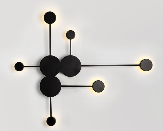 Настенный светильник - Бра DOTS BIG WALL, черный, LED, 18 Вт, 6 ламп