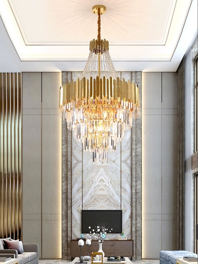 Люстра подвесная, золото, кристалл, BISCUIT 150*260 металл, E14.