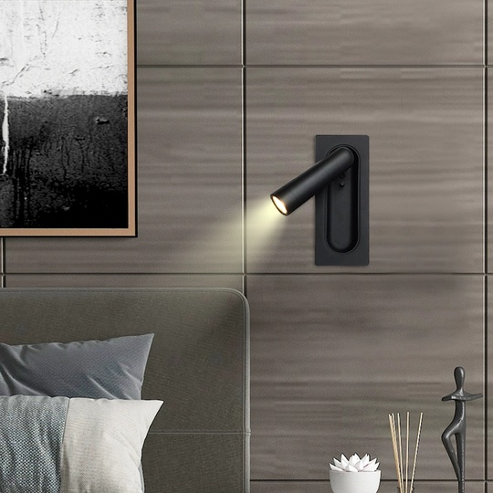 Настенный светильник EDGAR, Бра 7*17, черный, металл, LED.