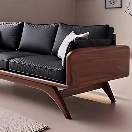 Прямой диван Griffiths темный орех, кожа, 240*80*75 см