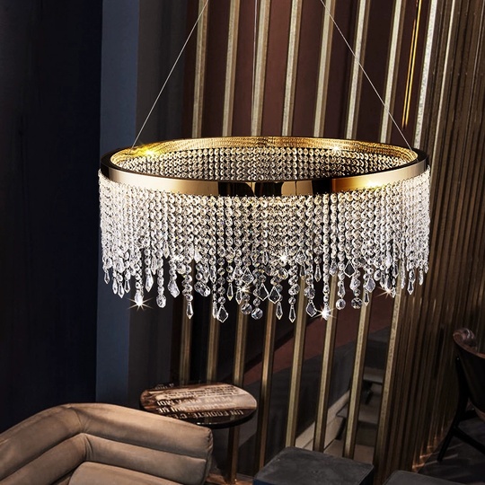 Люстра подвесная FATMA 80*30 бронза, хрусталь, металл, LED.
