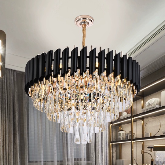 Люстра подвесная, черный, стекло, OPULENCE 75*50, металл, E14.
