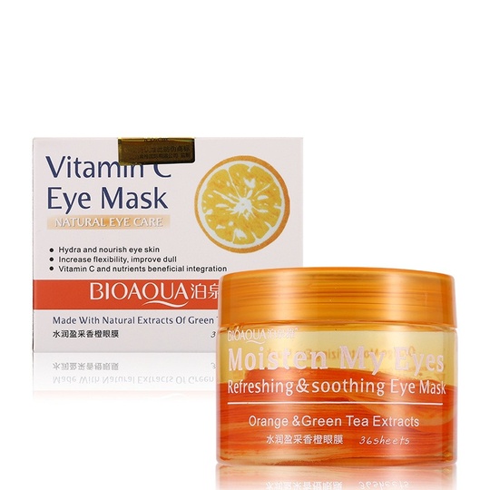 Патчи тканевые для кожи вокруг глаз с экстрактом апельсина и зеленого чая BIOAQUA Vitamin C Eye Mask